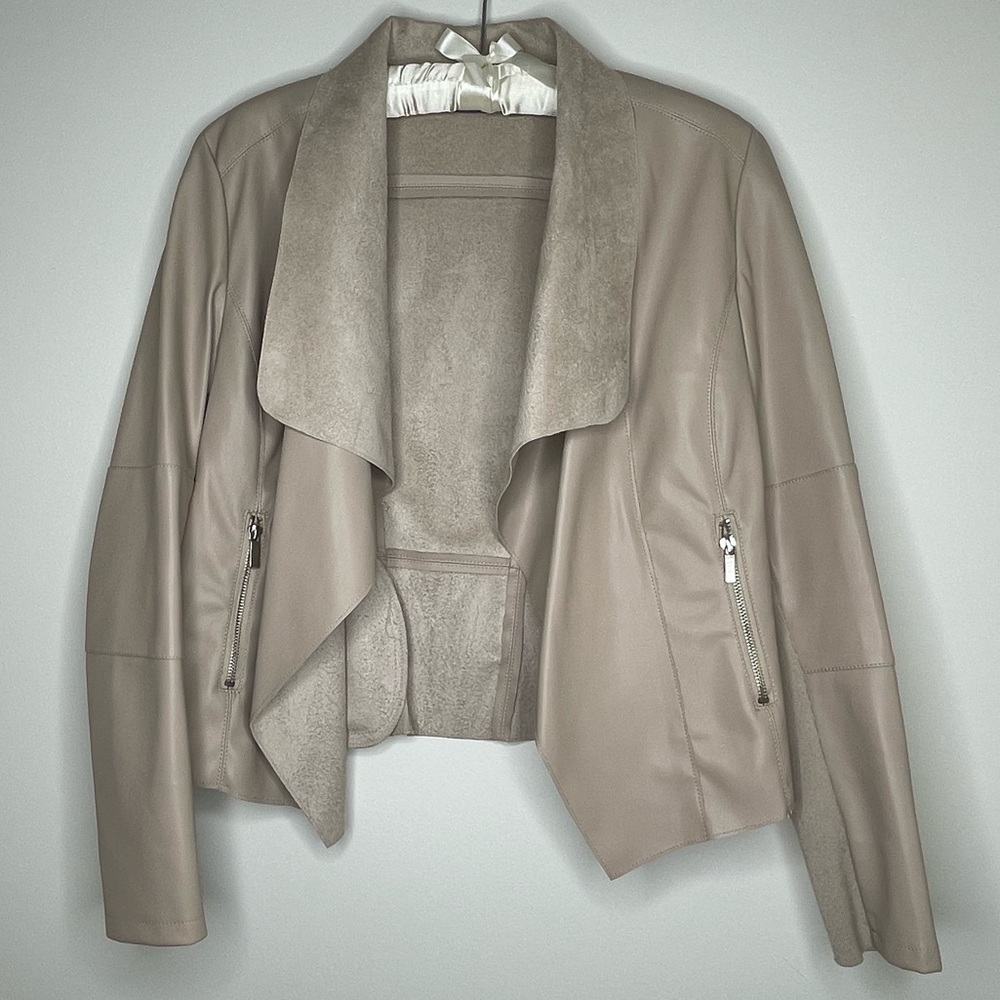 Bagatelle Blush Open Front Faux Leather/Suede Jacket S